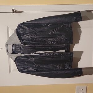 J2 Juniors Fux Leather Hooded Jacket Size Large